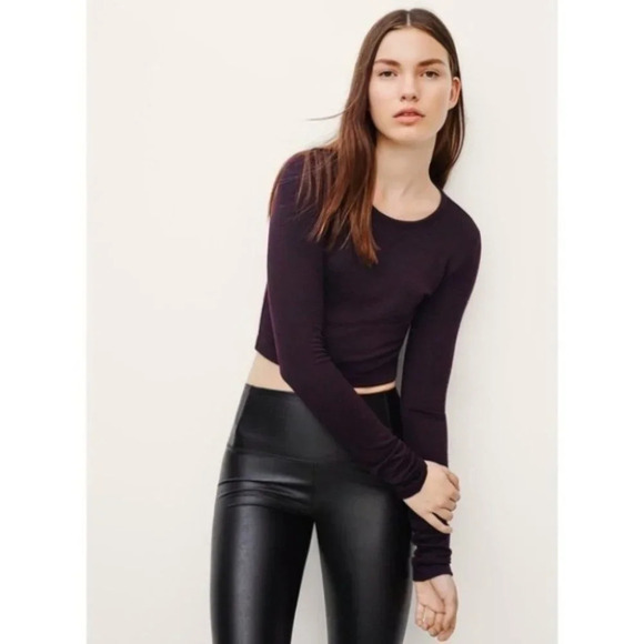 Aritzia Wilfred Free Georgia Top Cropped Long Sleeve T-Shirt Dark Grey Size XS - Picture 5 of 13